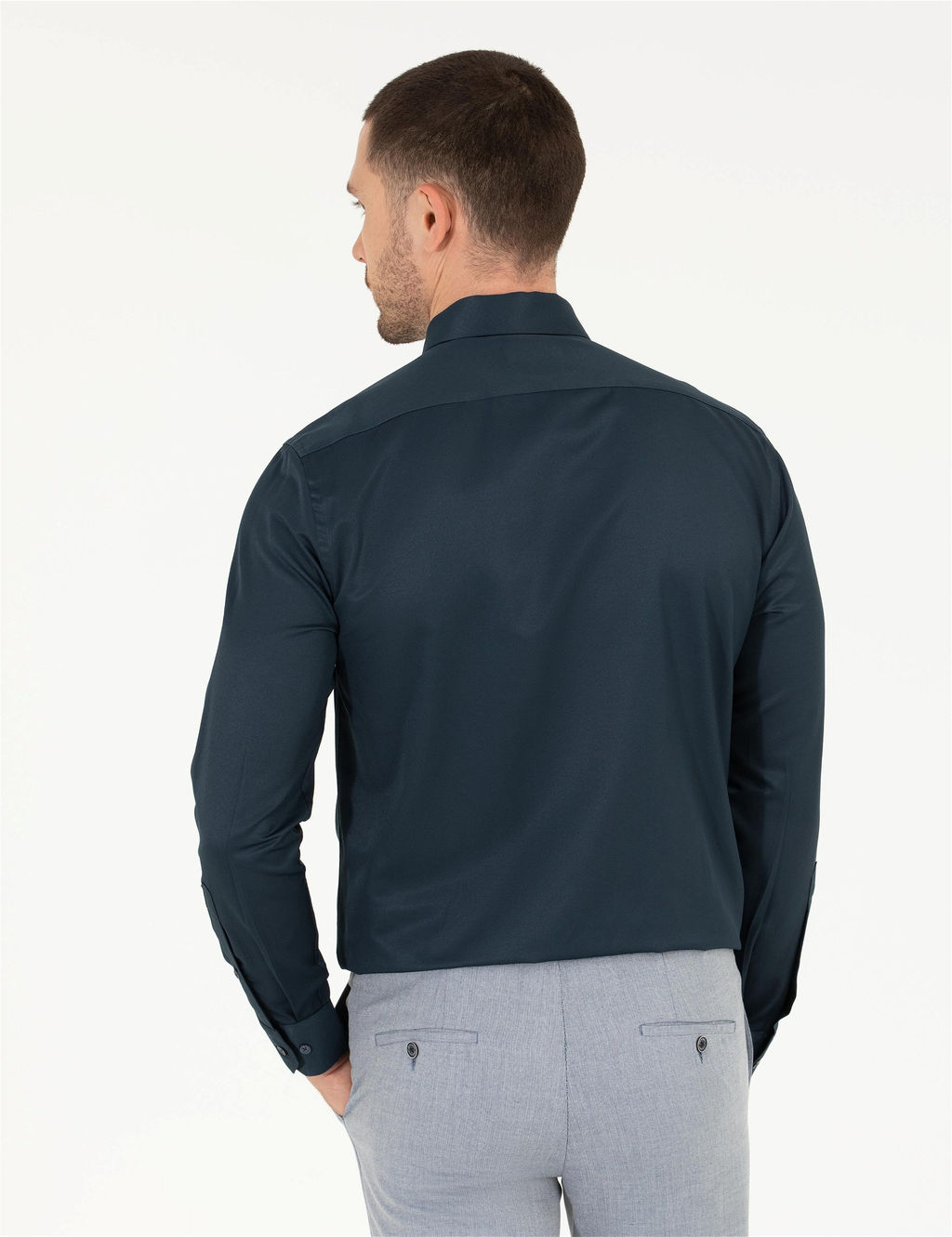Lacivert Slim Fit Uzun Kollu Klasik G_mlek - Pierre cardin фото 5