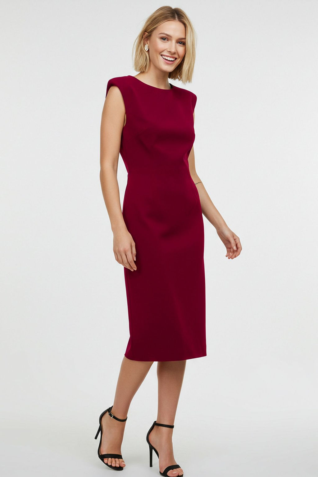 TRENDYOLMILLA Siyah Fitted/Vucuda Oturan Vatkal? Esnek Midi Orme Elbise TWOSS25EL00113  фото 2