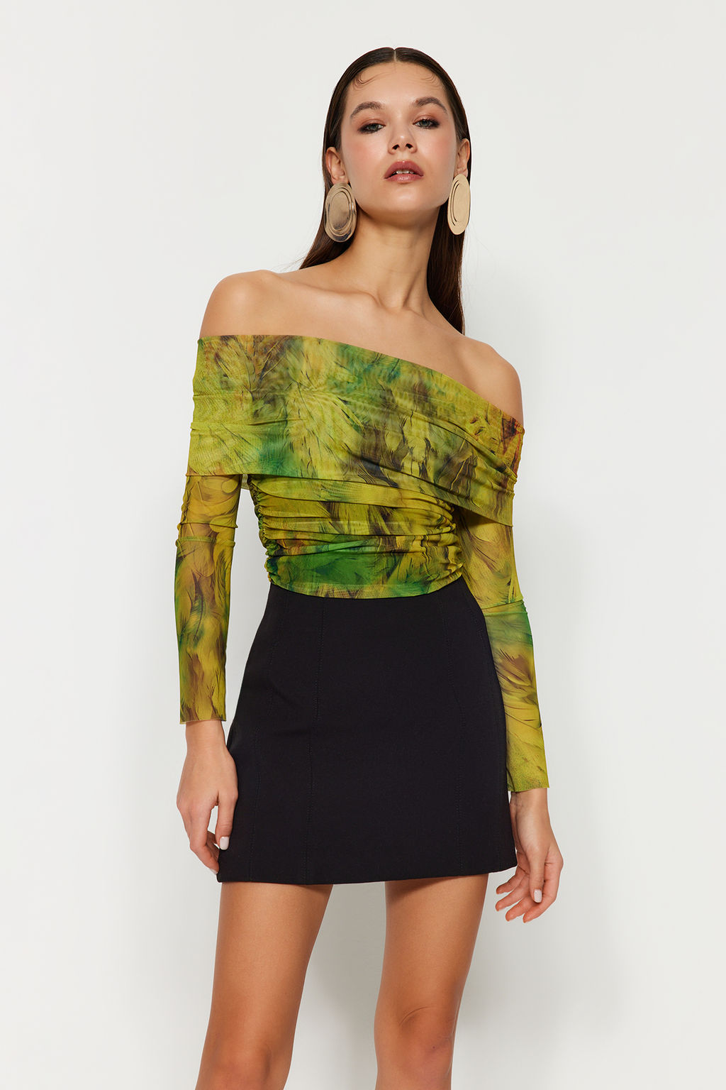 Trendyolmilla Cok Renkli Desenli Orme Tul Bluz TPRAW24BZ00094