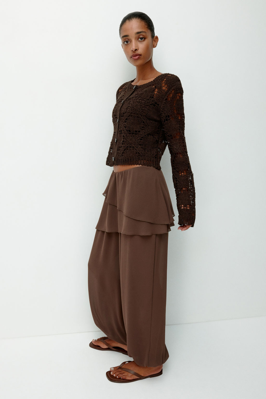 Pantal?n de gasa con falda superpuesta - H&m фото 6