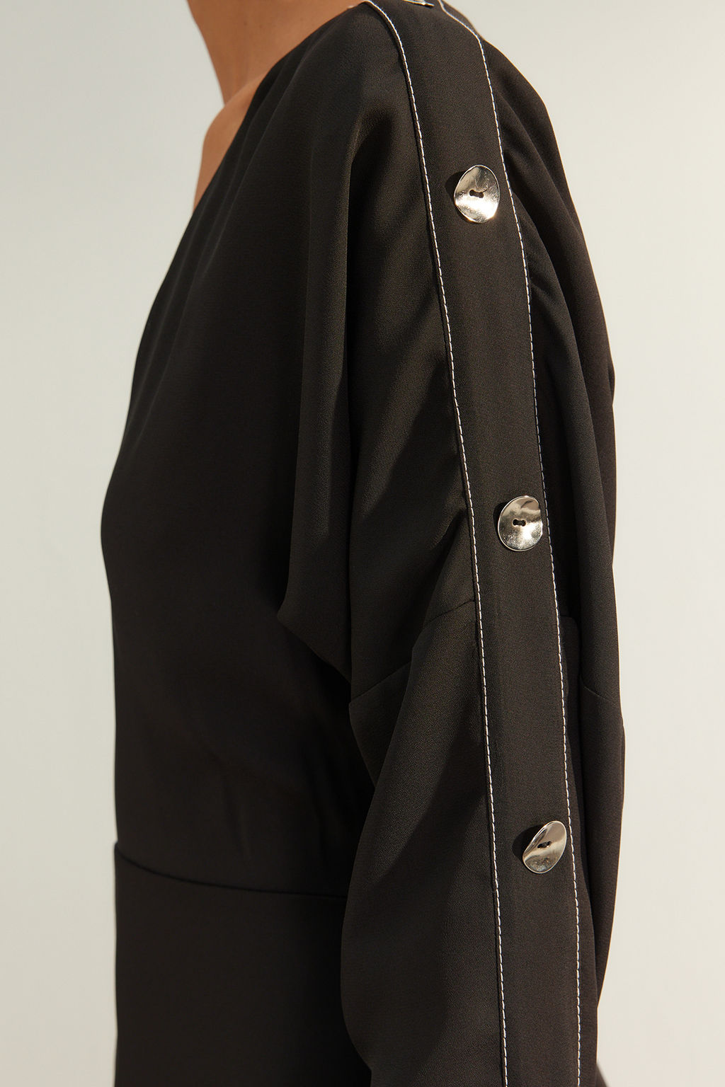 Trendyolmilla Limited Edition Siyah A Kesim Dikis Detayl? Dokuma Elbise TWOAW24EL00866  фото 4