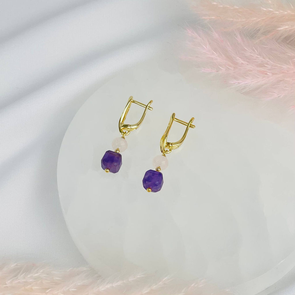 Серьги из Розового кварца и Аметиста - Радуга самоцветов фото 2