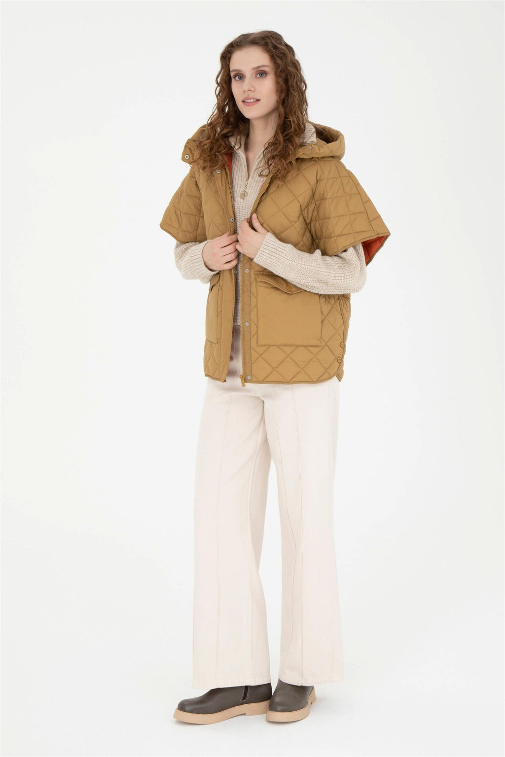 Женское светлое пальто цвета хаки - U.s. polo assn фото 4