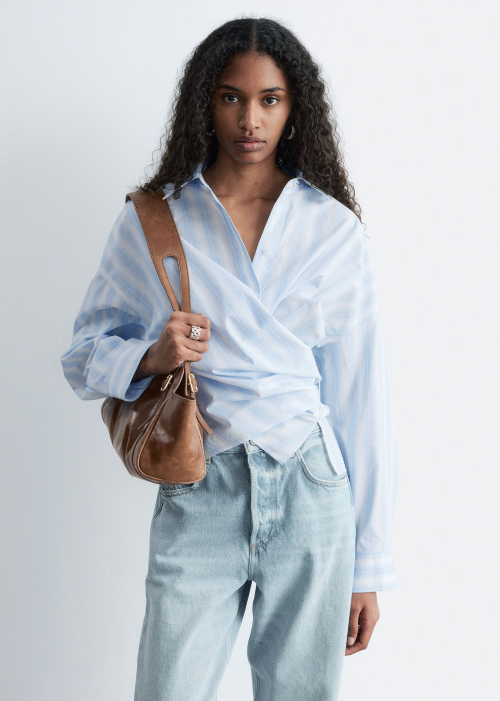 Camisa de algod?n con cintura anudada - H&m фото 3