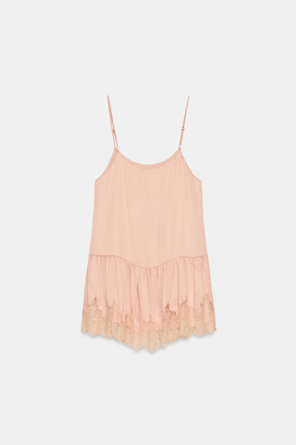 VESTIDO LENCERO SATINADO ENCAJE / Rosa pastel - Zara фото 6