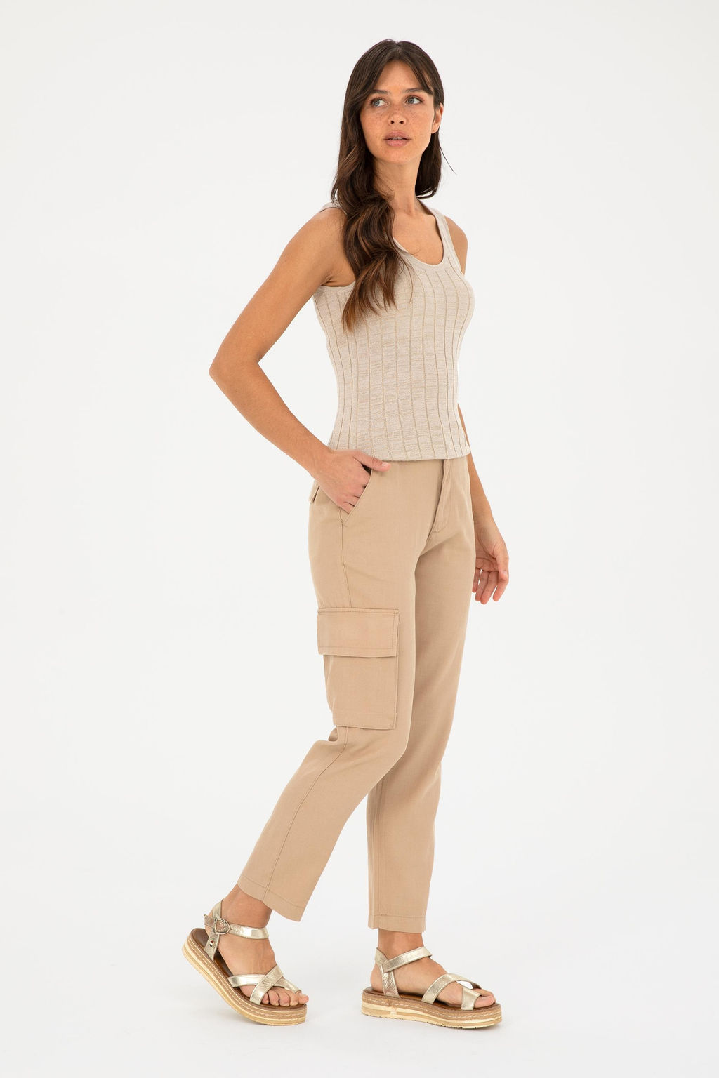 Женские брюки песочного цвета из парусины Неожиданная скидка в корзине - U.s. polo assn фото 3