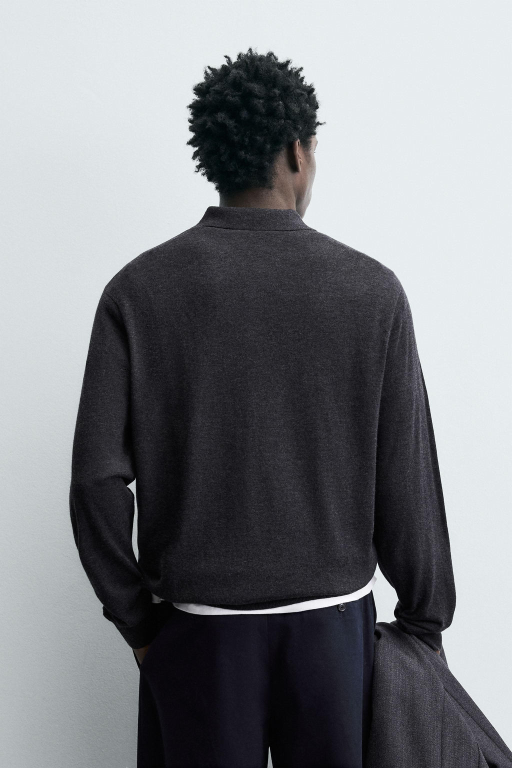 WOOL/SILK KNIT POLO SHIRT - Zara фото 3