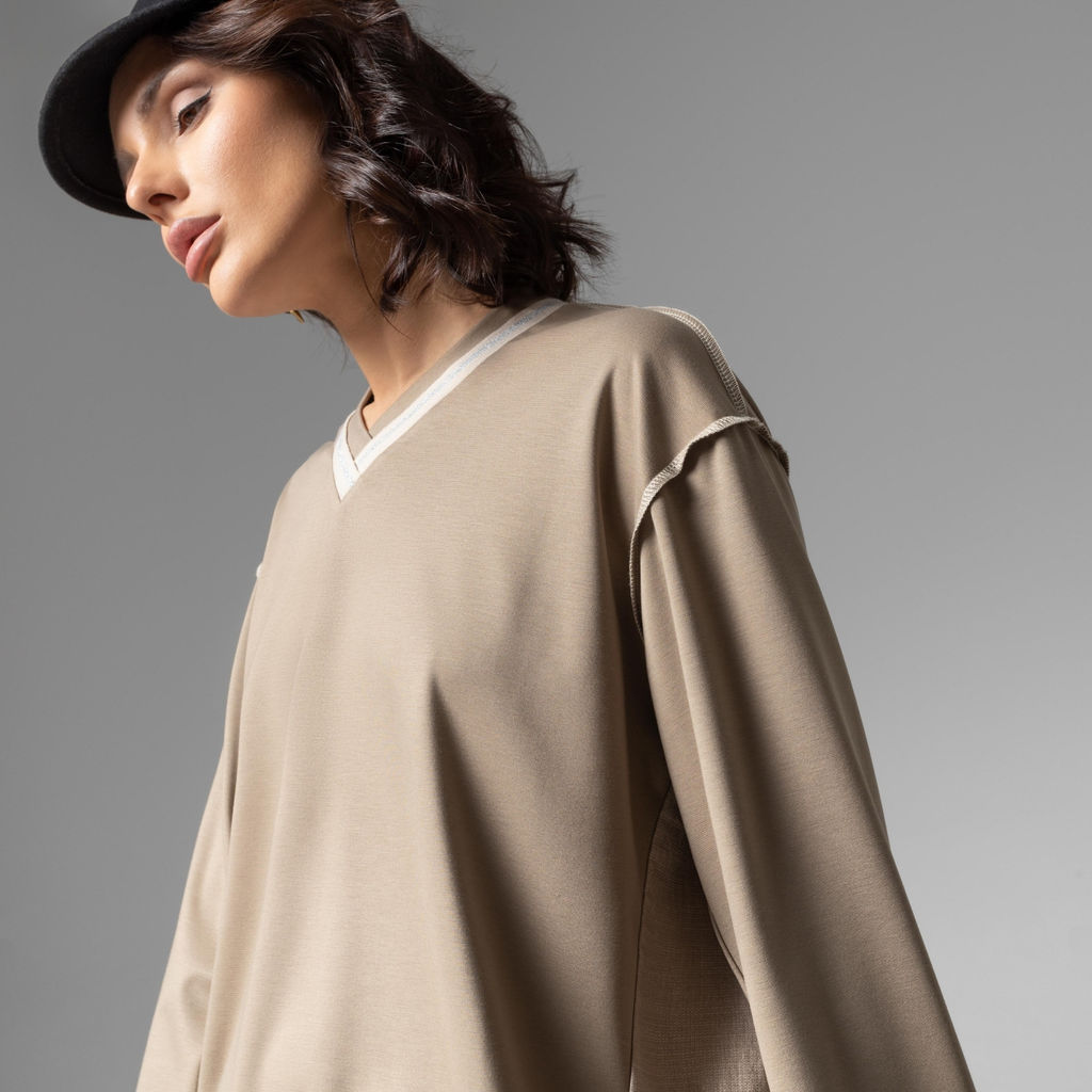 Свитшот с акцентными швами Успех в руках (бежевый) - Charutti фото 9