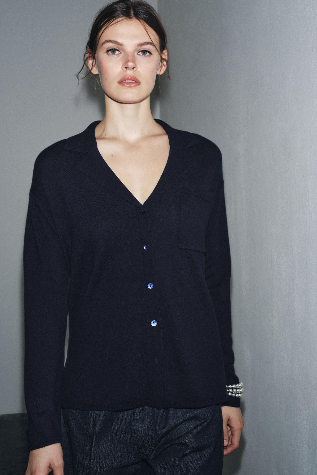 OVERSIZED EXTRA SOFT 100% WOOL POLO CARDIGAN - Zara фото 2