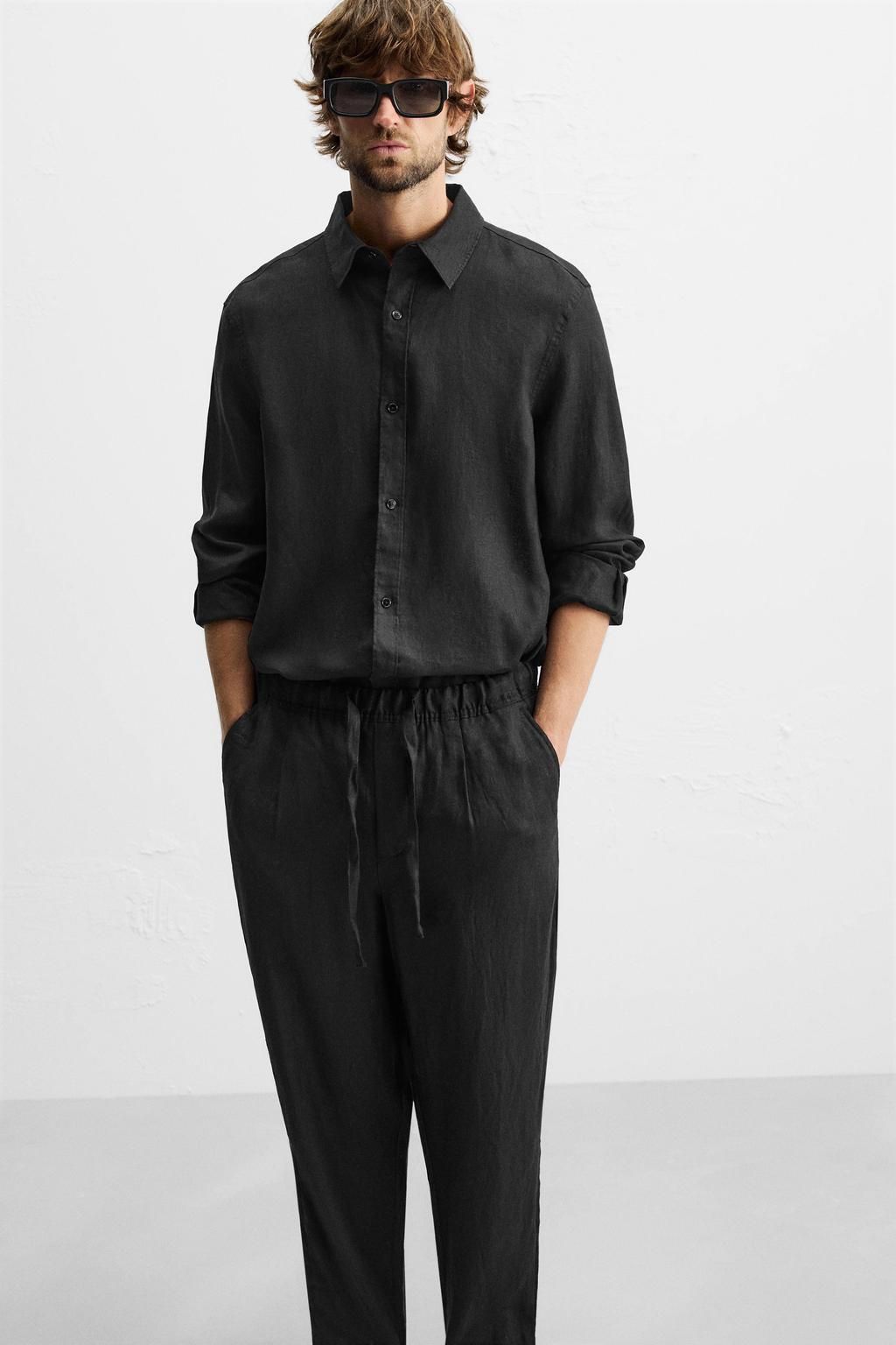 ZARA %100 KETEN ELAST?K BELL? PANTOLON  фото 18