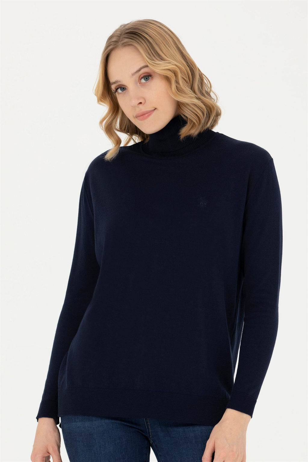 Женский темно-синий базовый свитер Неожиданная скидка в корзине - U.s. polo assn фото 3