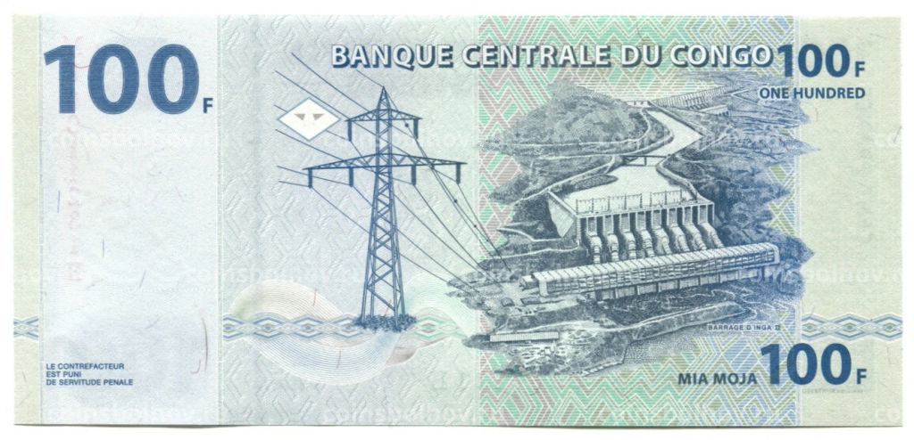 Банкнота 100 франков 2022 года Конго