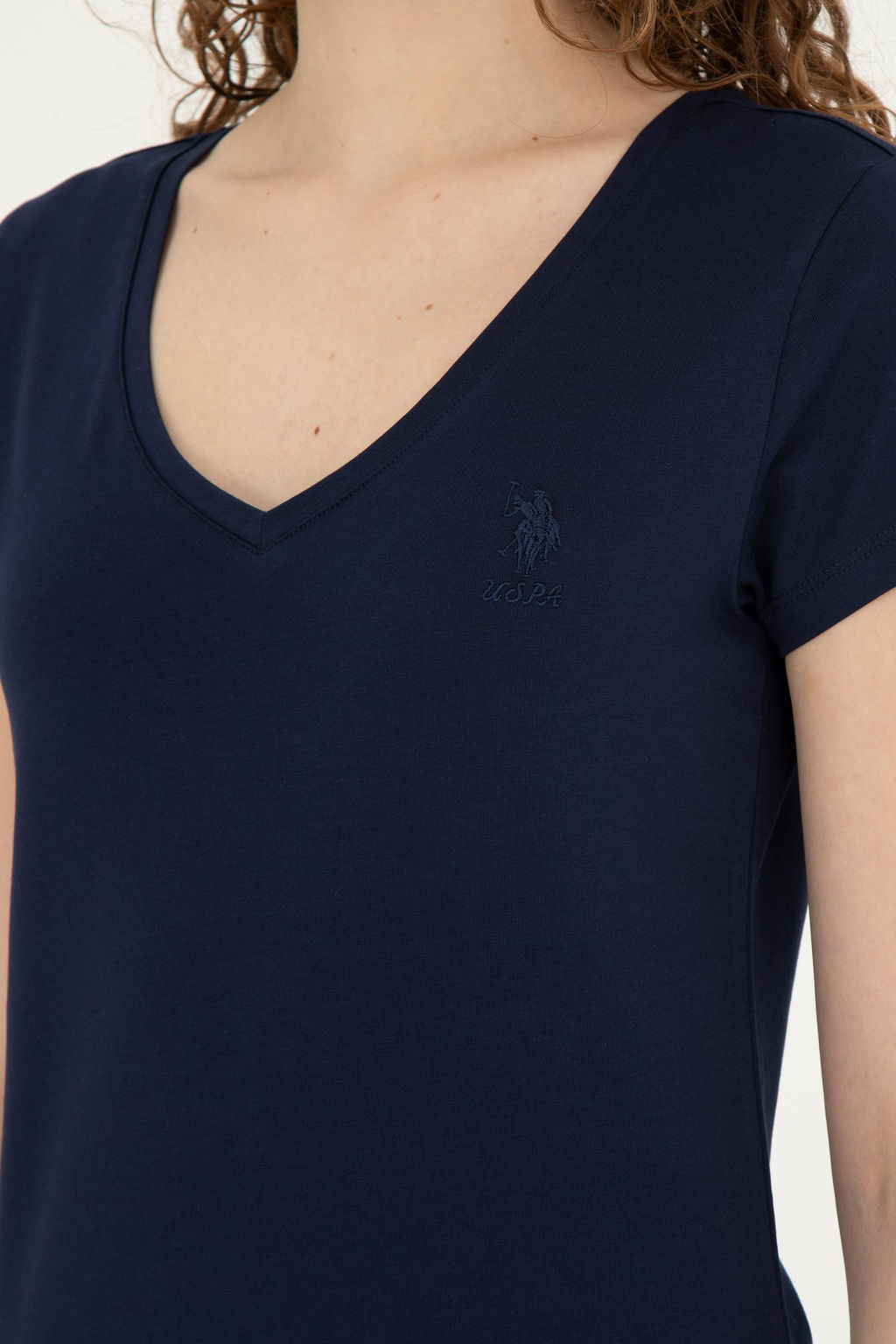 Женская темно-синяя базовая футболка - U.s. polo assn фото 14