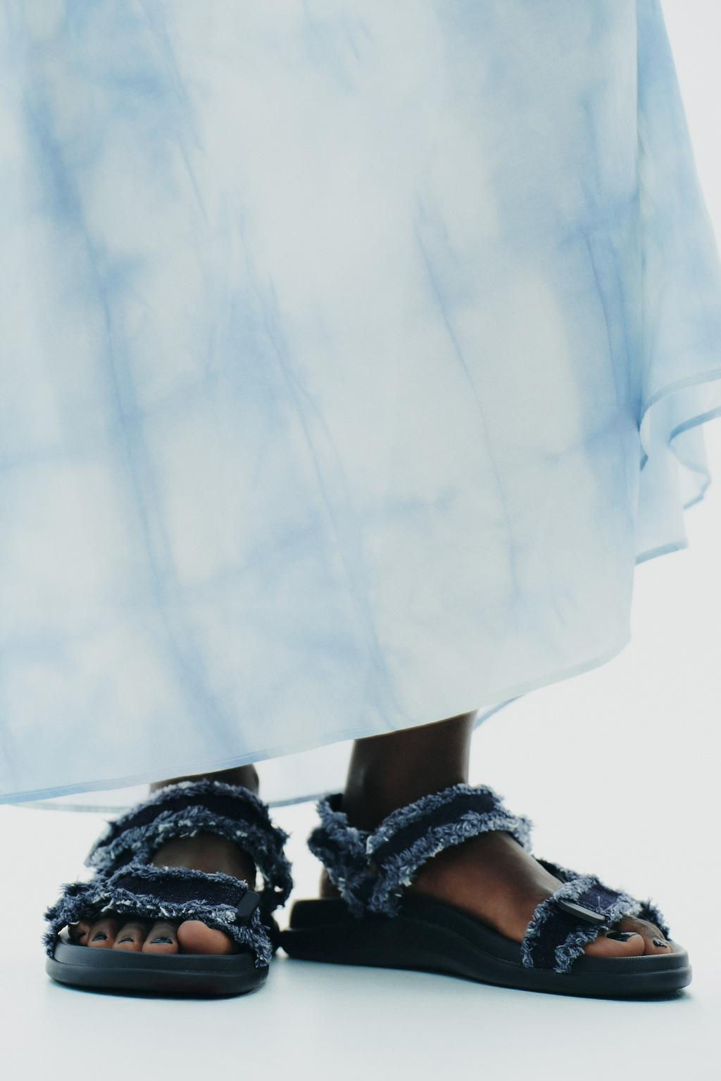 DENIM PLATFORM SANDALS - Zara фото 7