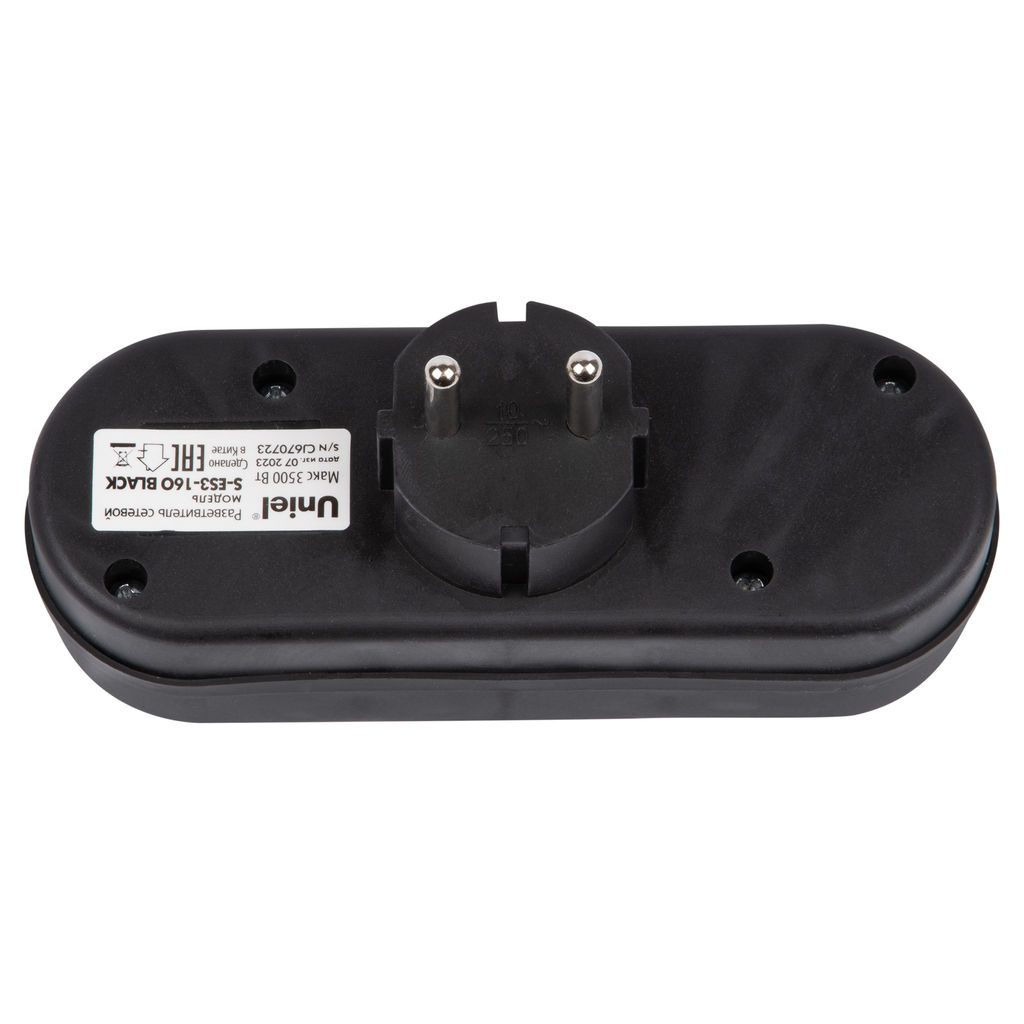 S-ES3-16O BLACK Разветвитель сетевой, б/з. 3 гнезда. 16А, 3500Вт. Черный. ТМ Uniel