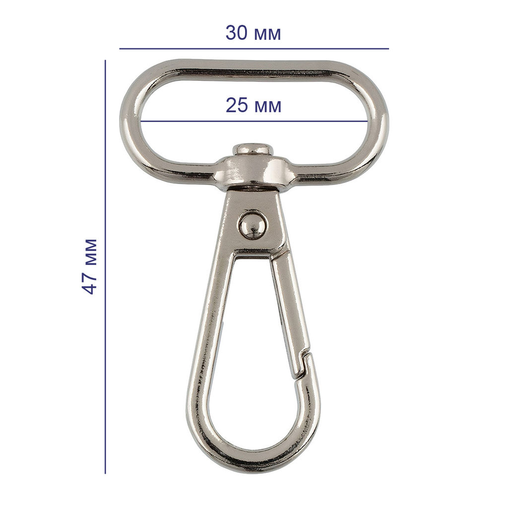 Фурнитура сумочная металл Gamma GH 111/25/10 Карабин 25 мм 10 шт. №06 под черный никель