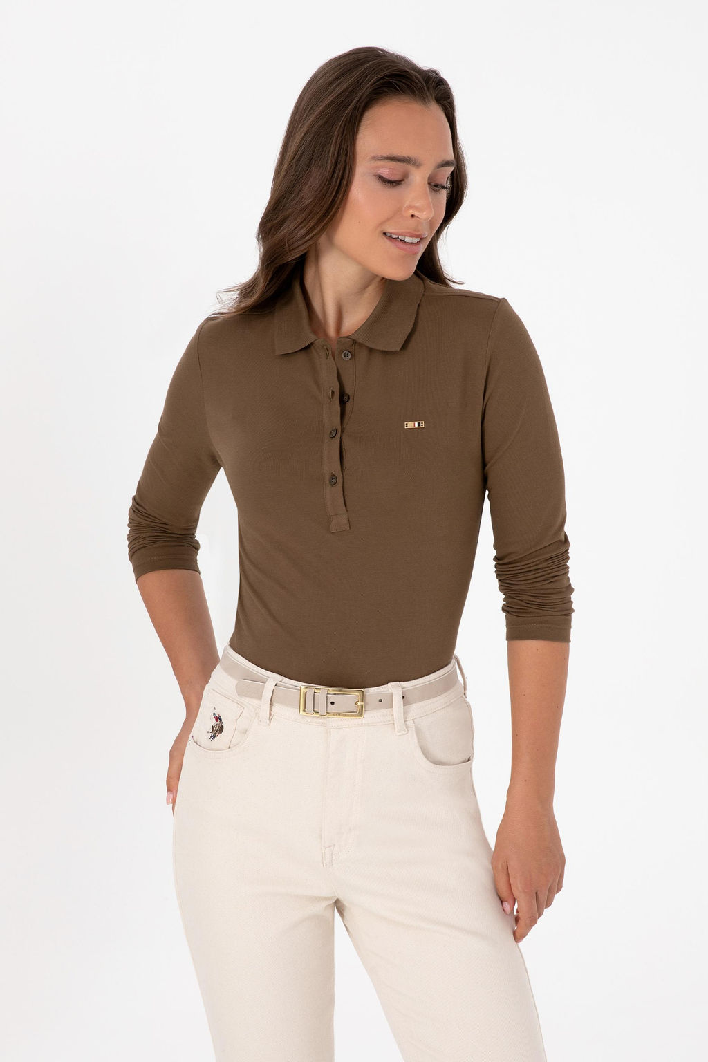 Kad_n Haki Basic Polo Yaka Sweatsh_rt