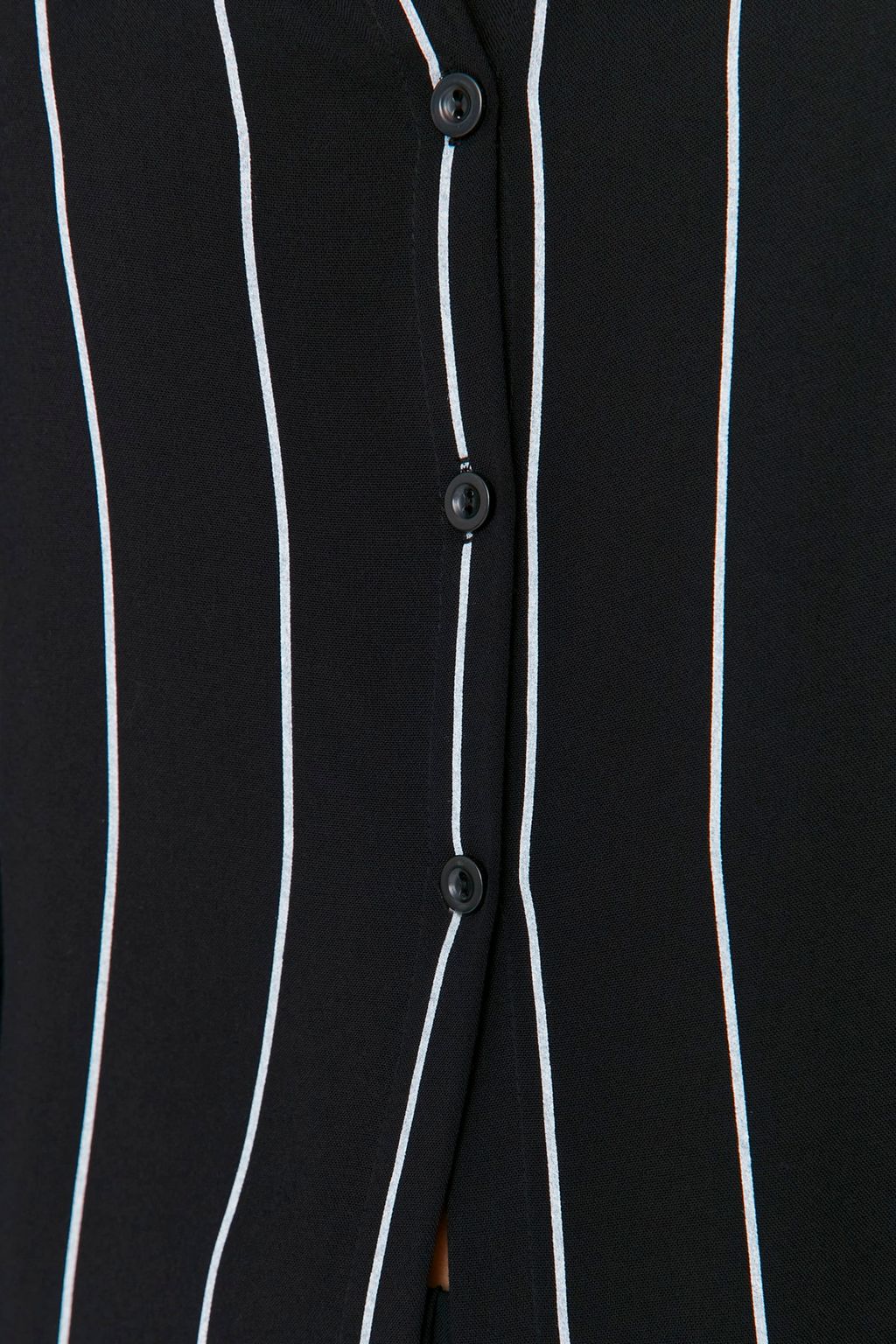 Trendyolmilla Siyah Cizgili Y?rtmac Detayl? Viskon Gomlek-Pantolon Dokuma Pijama Tak?m? THMAW23PT00158  фото 3