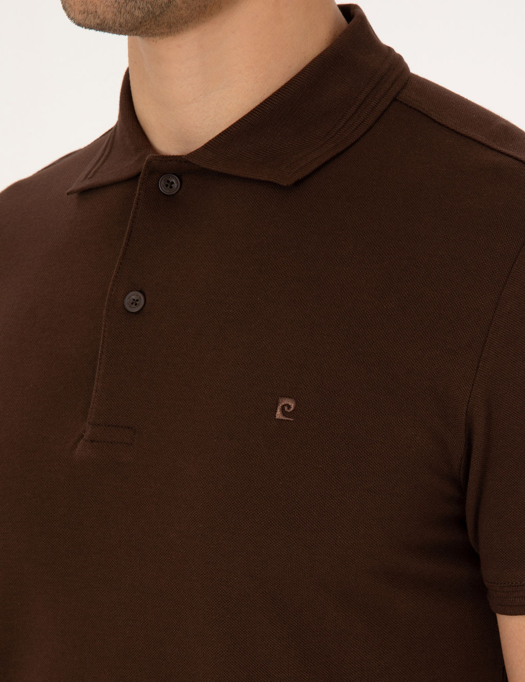 Koyu Kahverengi Slim Fit %100 Pamuk K_vr_lmaz D__meli Polo Yaka Basic Ti__rt