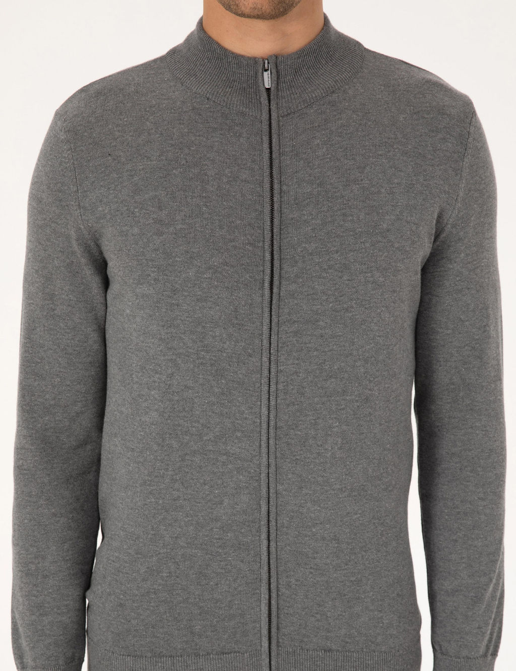 Gri Melanj Slim Fit Fermuarl_ Triko H_rka - Pierre cardin фото 6