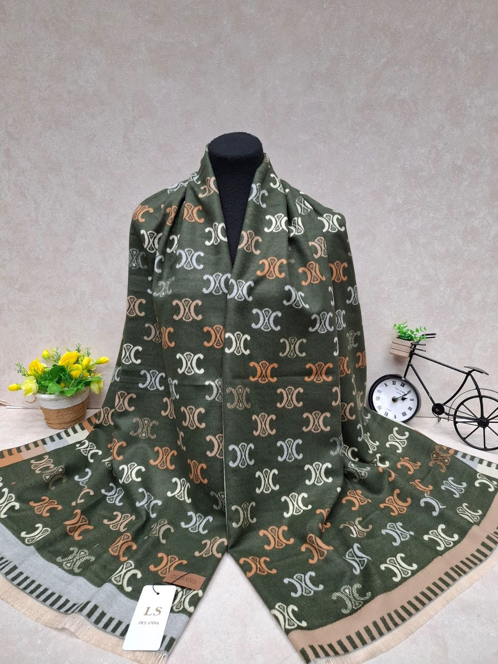 Тёплый палантин из кашемира, мультицвет