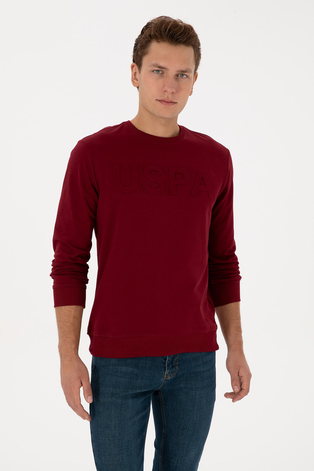 Erkek Bordo Basic Sweatshirt