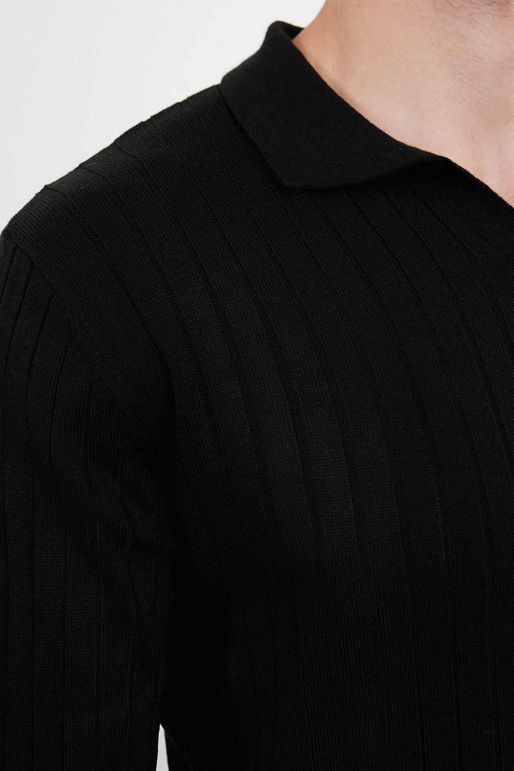 TRENDYOL MAN Siyah Slim Dar Kesim Couple/Cift Polo Yaka Duz Triko Kazak TMNAW25KZ00022 - Trendyolmilla фото 12