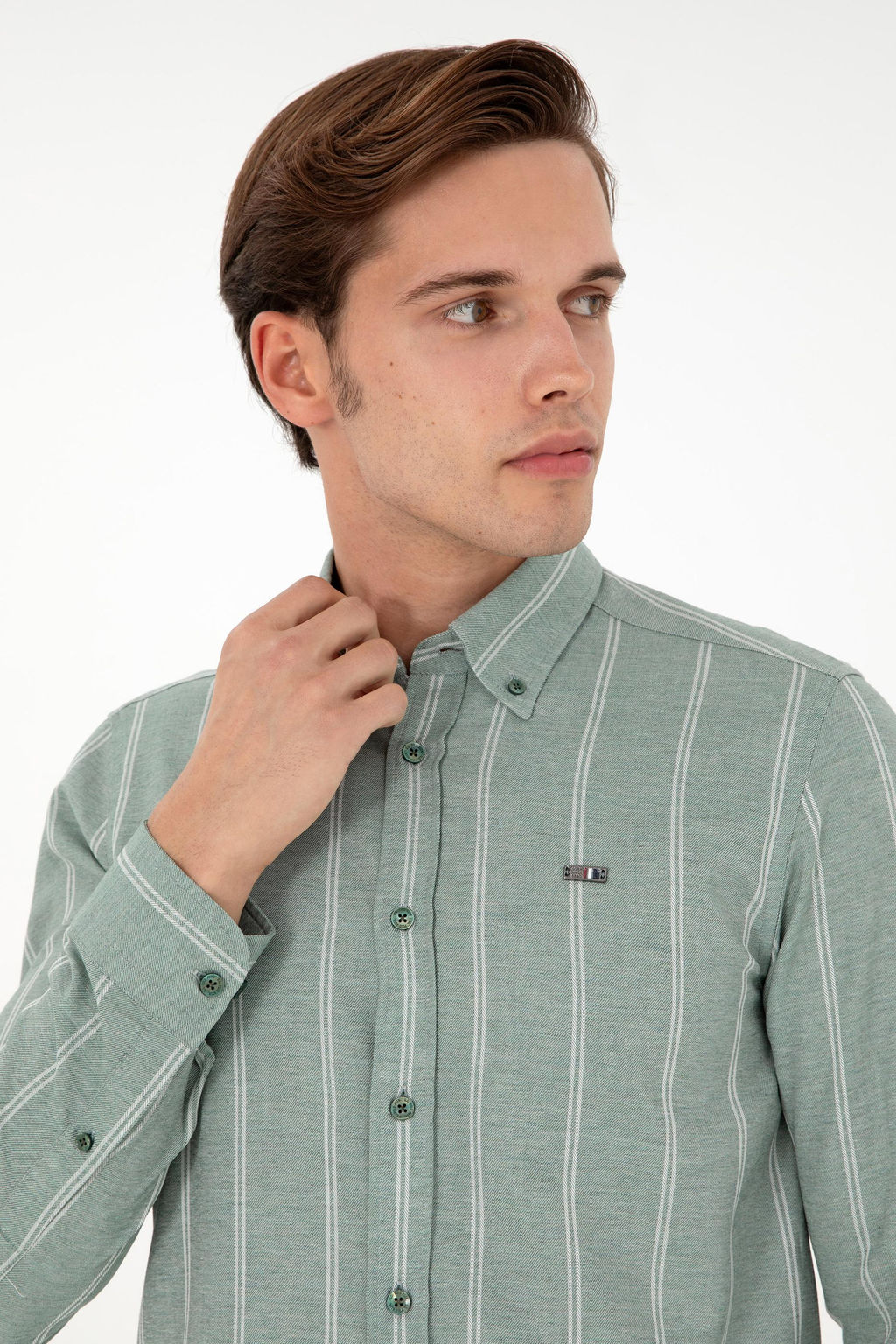 Мужская темно-зеленая рубашка с длинным рукавом Неожиданная скидка в корзине - U.s. polo assn фото 2