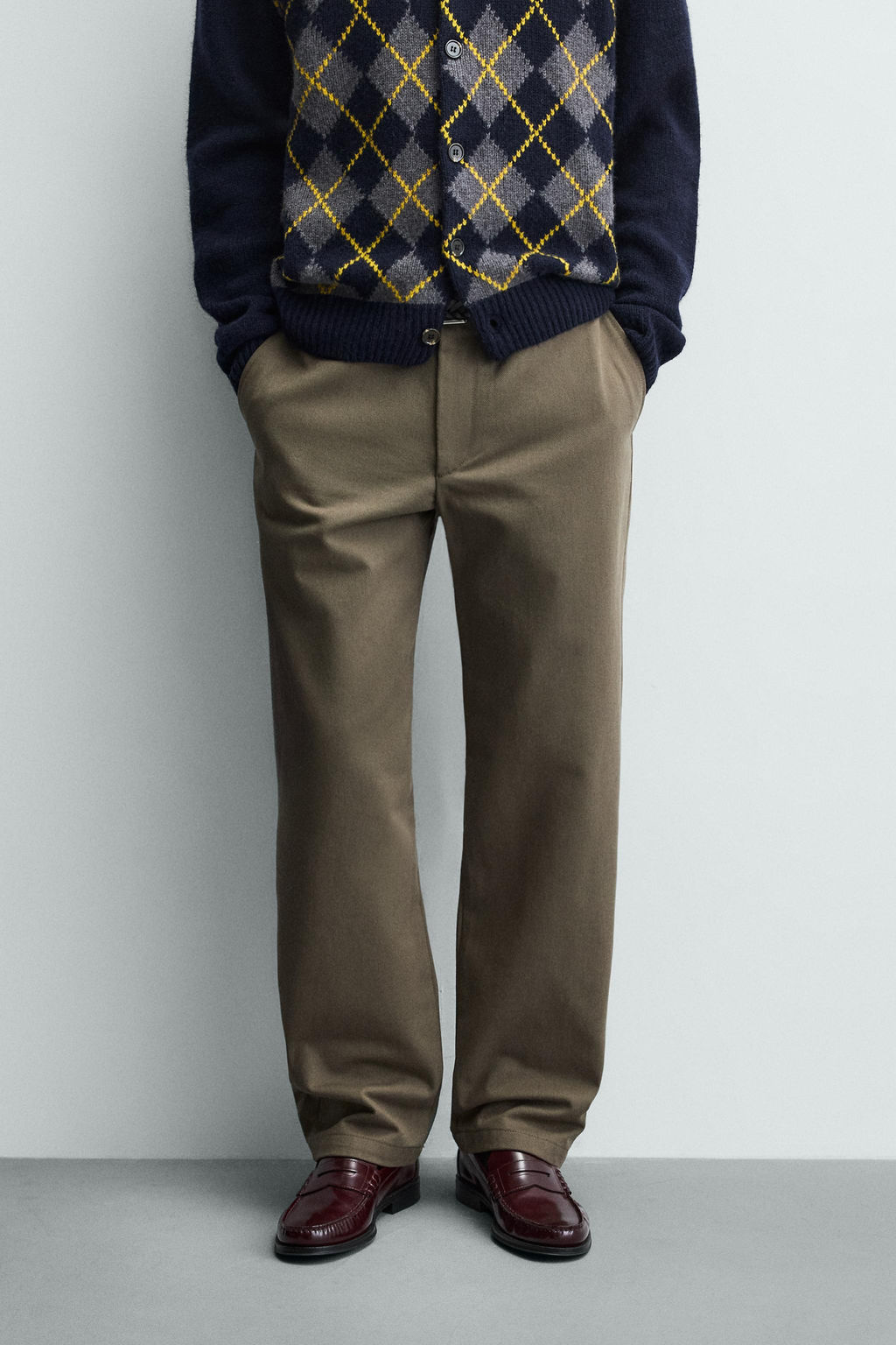 PANTAL?N STRAIGHT FIT ESTRUCTURA / Tostado - Zara фото 10