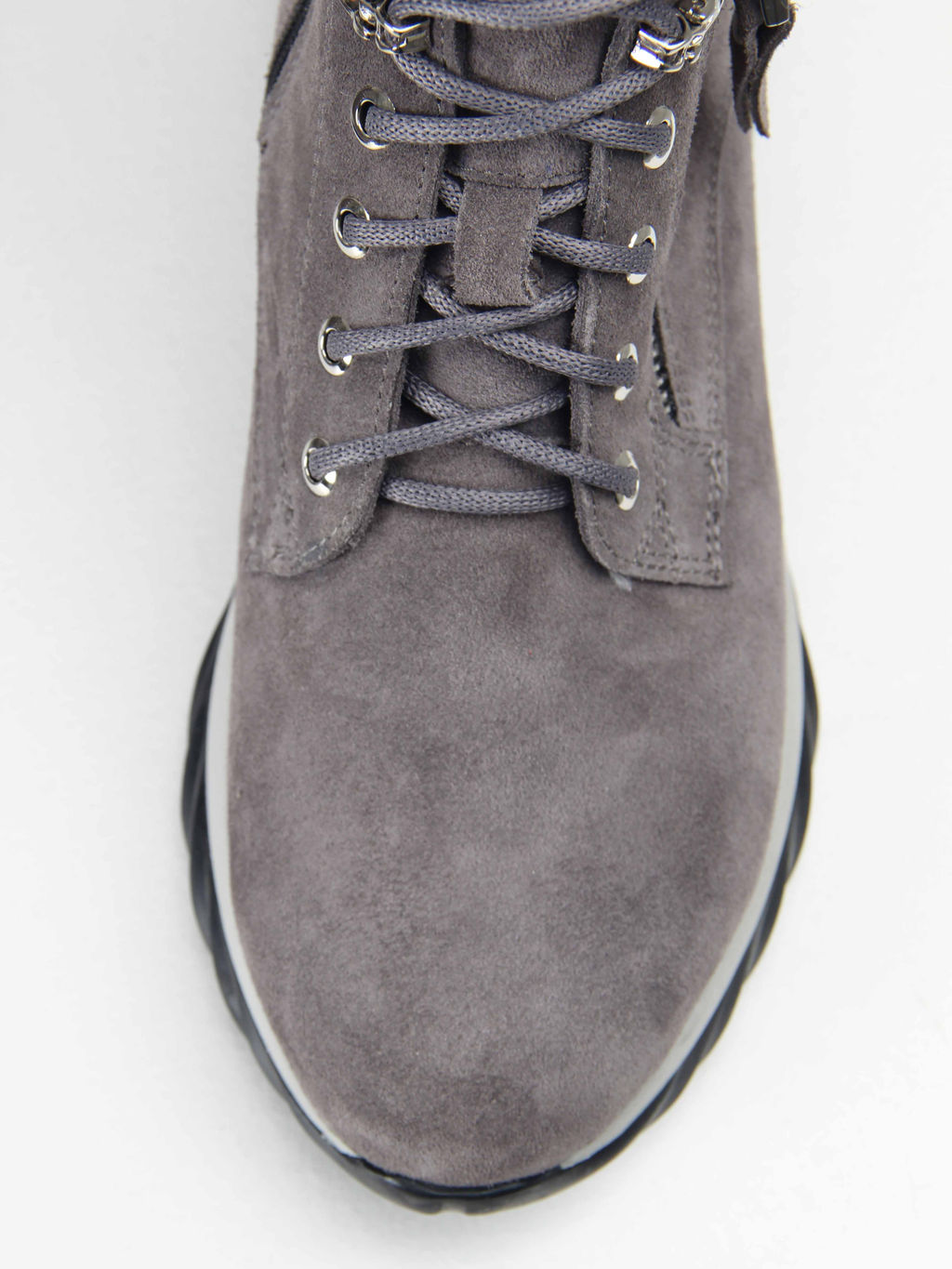 Ботинки 261.uno2bl. серый замок замша/Байка