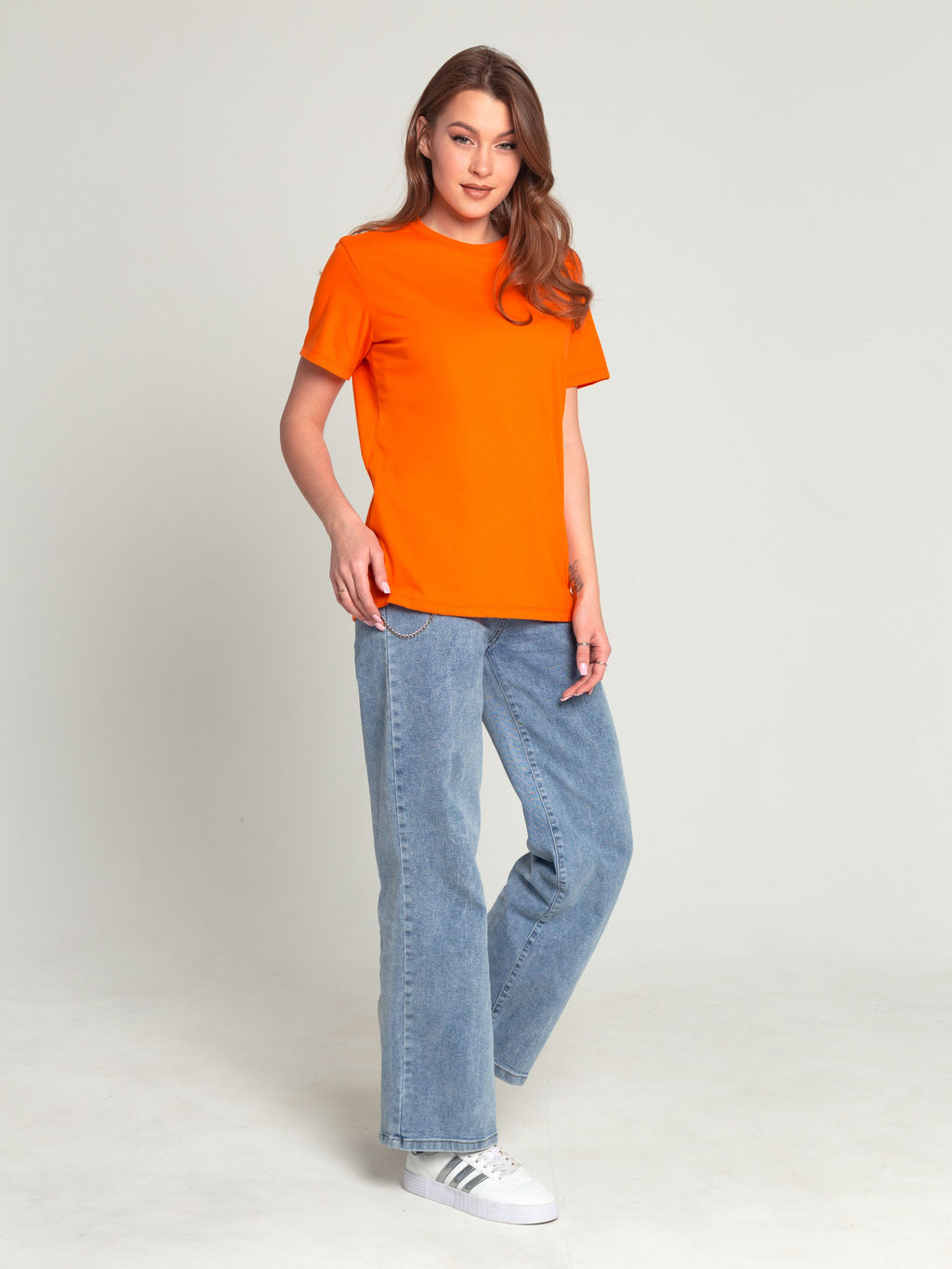 Футболка ЖЕНСКАЯ БАЗОВАЯ кулирка оранжевый - Domtrik фото 4