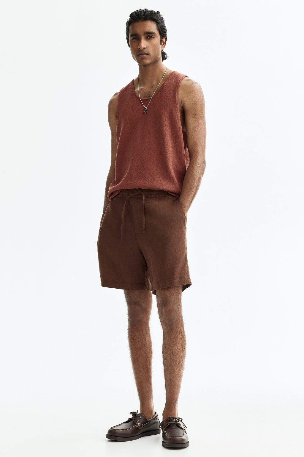 Pantal?n corto en mezcla de lino Relaxed Fit - H&m фото 6