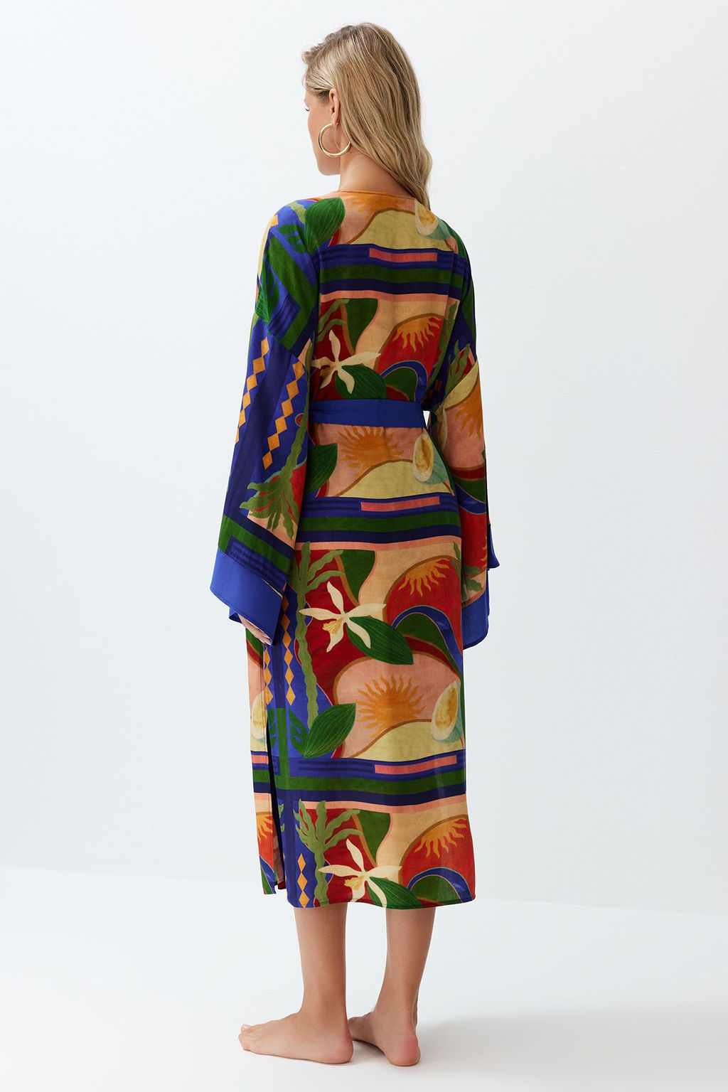 Soyut Desenli Dokuma Maxi Plaj Kusakl? Kimono&Kaftan TBESS24KM00024