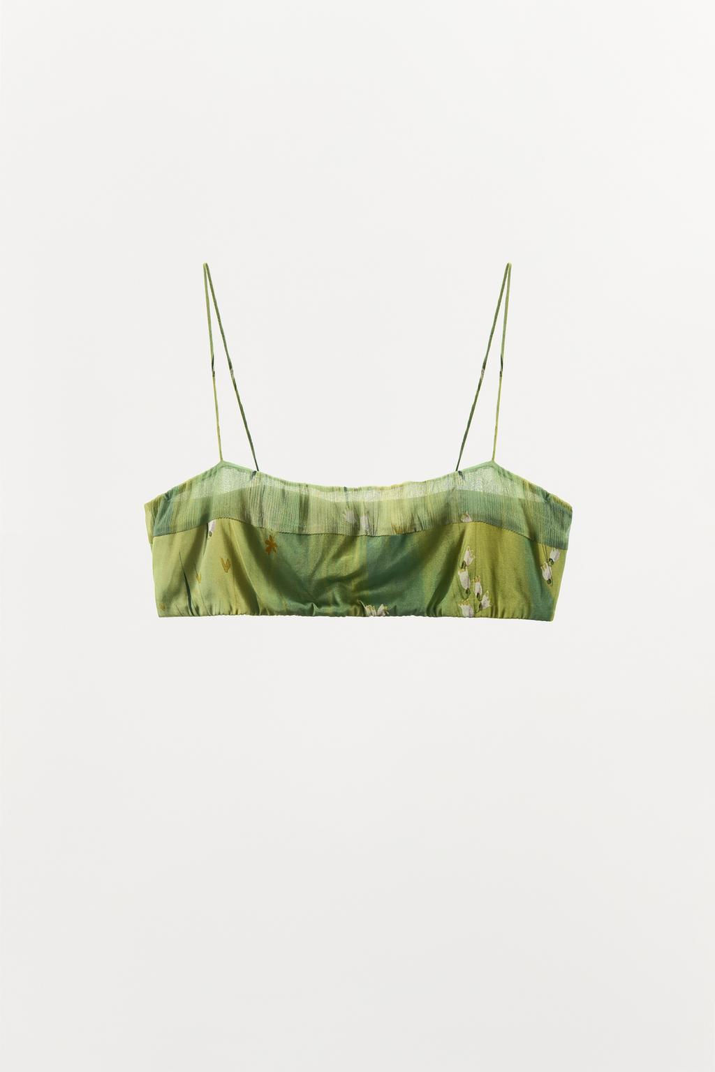 SATIN BANDEAU BRA WITH FLORAL PRINT - Zara фото 4