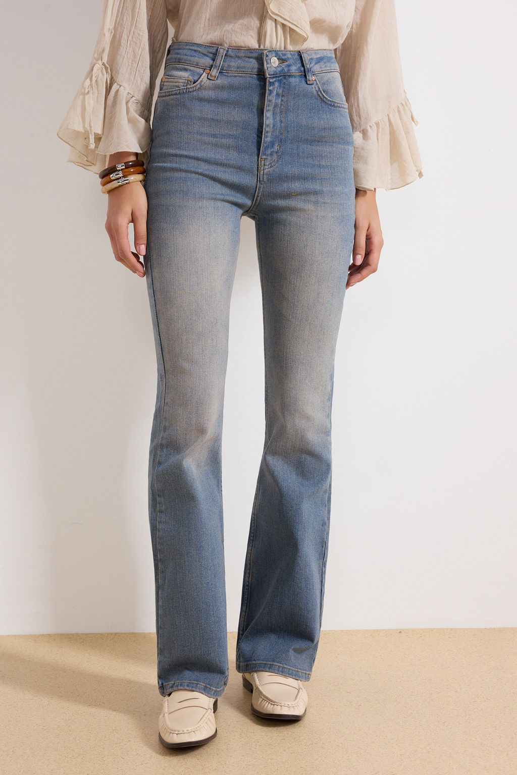 Koyu Mavi Soluk Efekt Vintage Normal Bel Az Esnek Ispanyol Paca Jeans TWOAW25JE00096