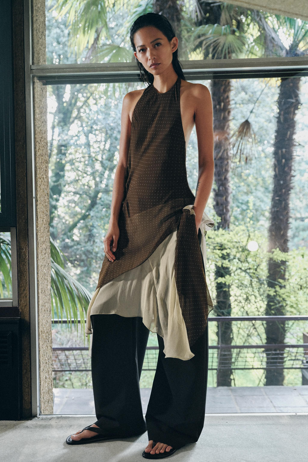 VESTIDO COMBINADO ASIM?TRICO ZW COLLECTION / Multicolor - Zara фото 2