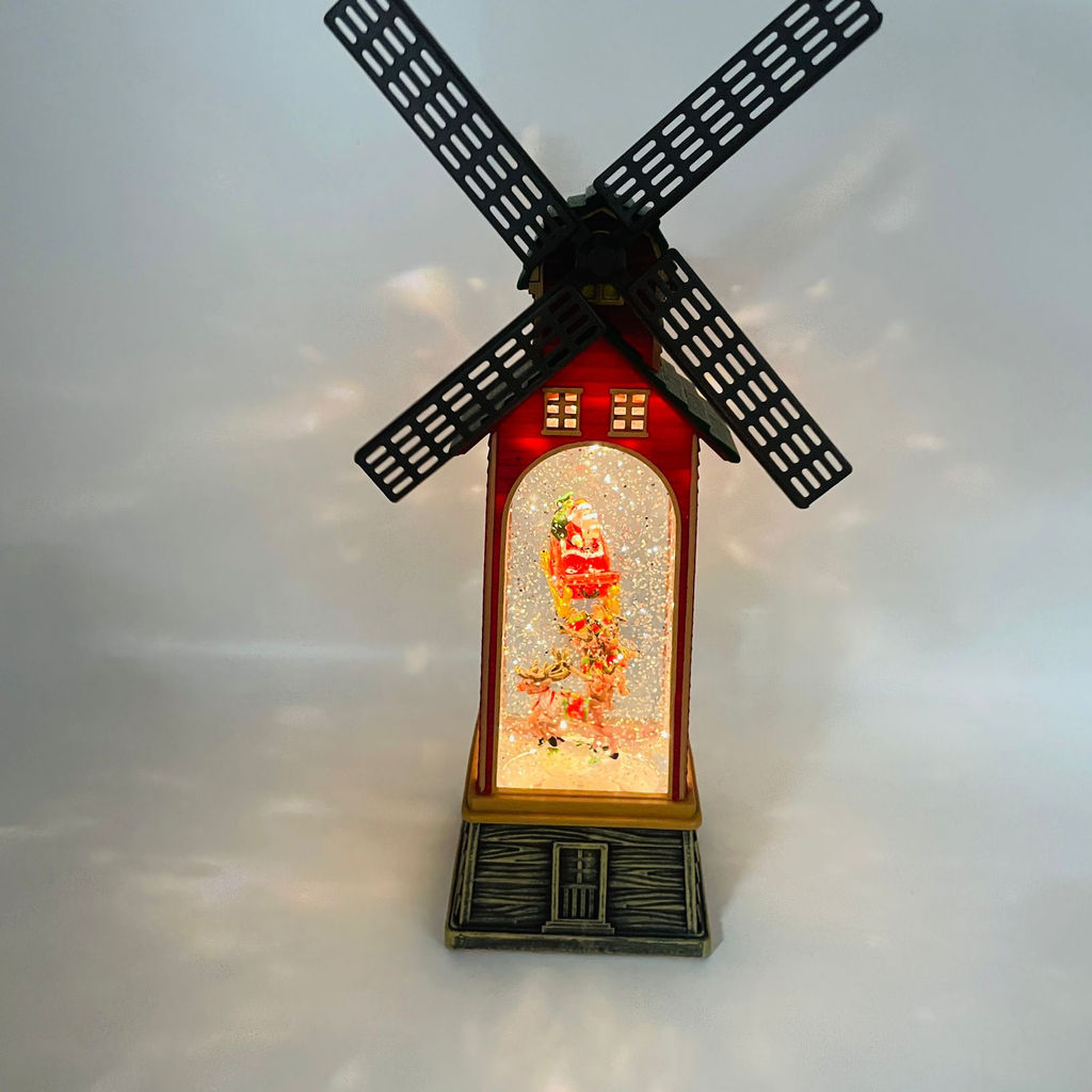 Новогодний декор Мельница стекло - Дед Мороз в санях 28 см (арт. WDL-23023A) - Ип лебедев о.ю фото 2