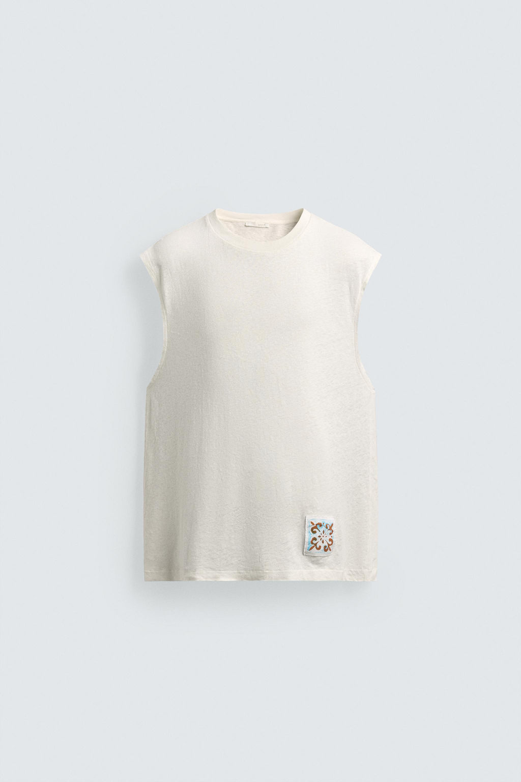 CAMISETA TANK ALGOD?N - LINO PARCHE / Blanco