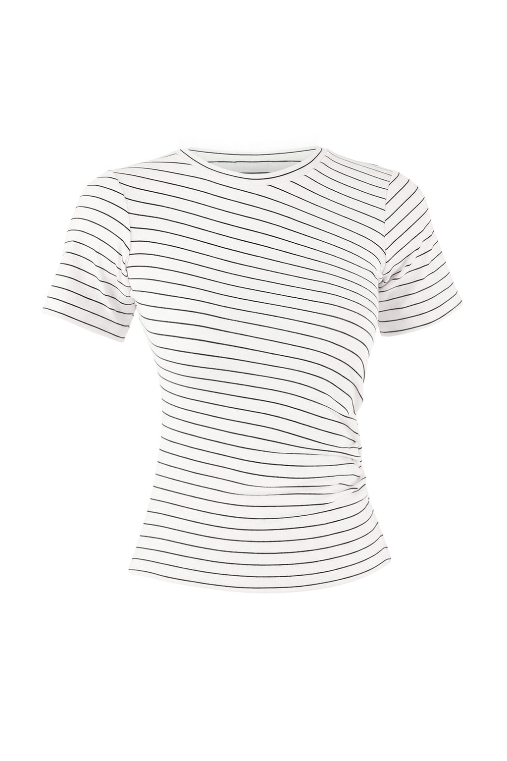 Ekru Cizgili Fitted/Vucuda Oturan K?sa Kollu Buzgulu Yumusak Orme Bluz TWOSS26BZ00109