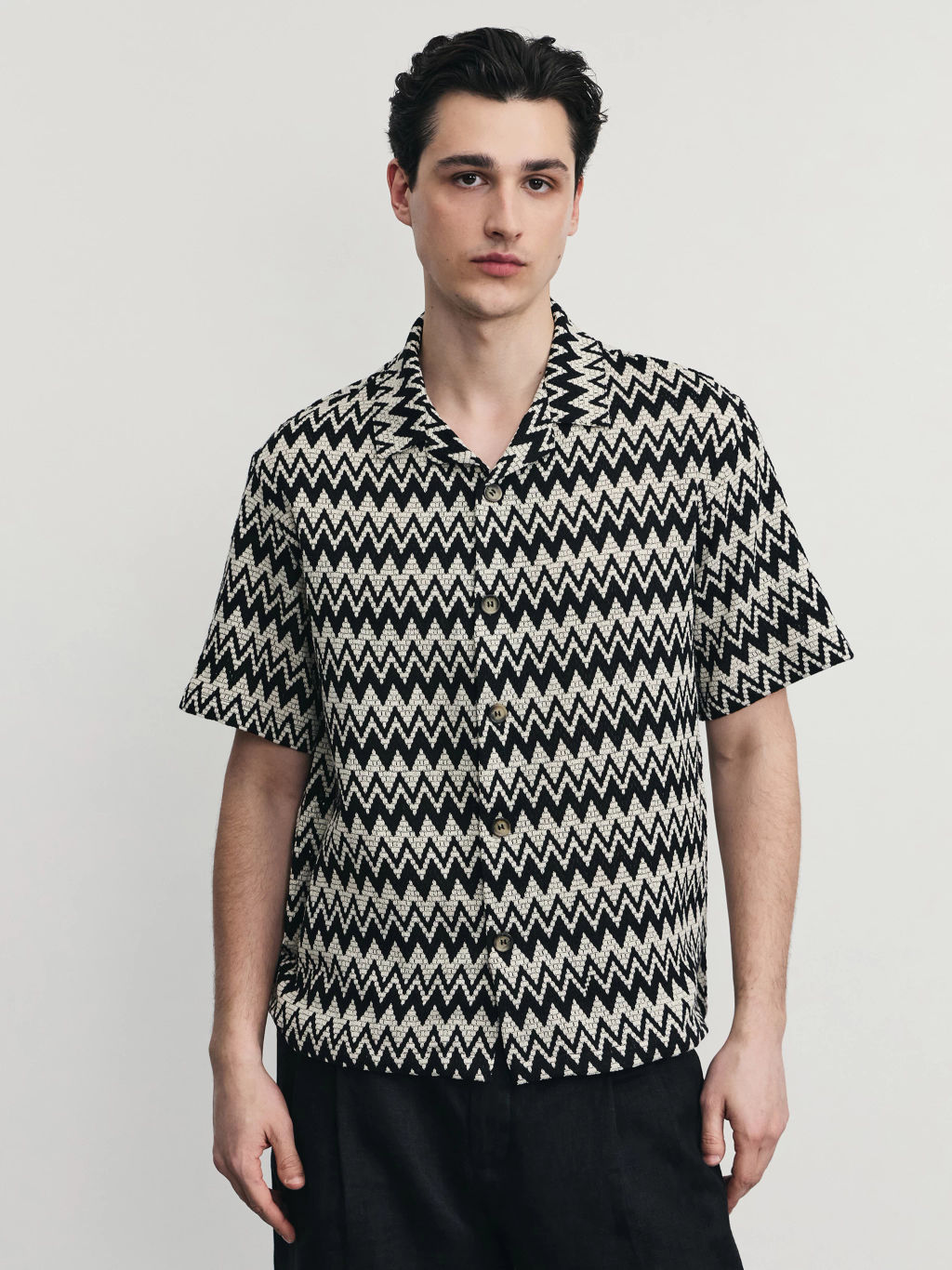 Рубашка кроше из смесового хлопка / Zarina  фото 3