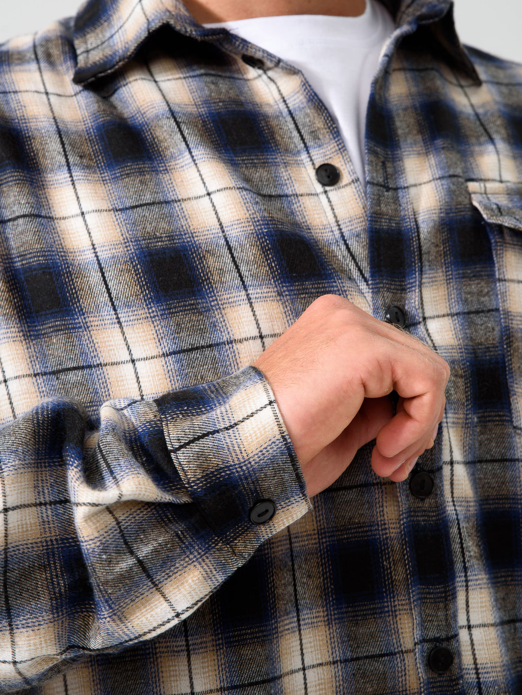 Рубашка Оптима Имидж фланель клетка темно-синий  фото 10