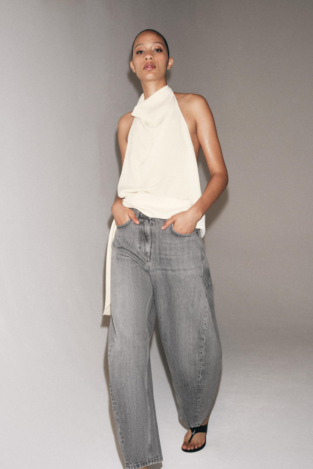 JEANS ZW COLLECTION ANKLE BALLOON TIRO MEDIO / Gris antracita - Zara фото 6