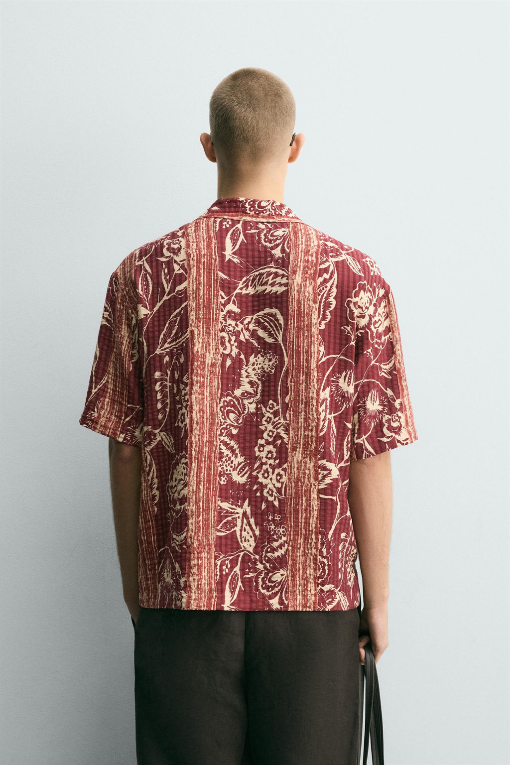 CAMISA JACQUARD RAYAS ESTAMPADO / Rojos - Zara фото 3
