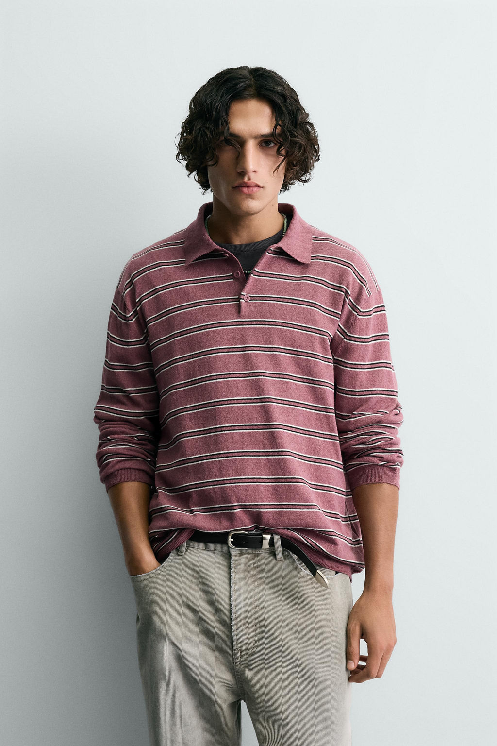 STRIPED KNIT POLO SHIRT - Zara фото 2