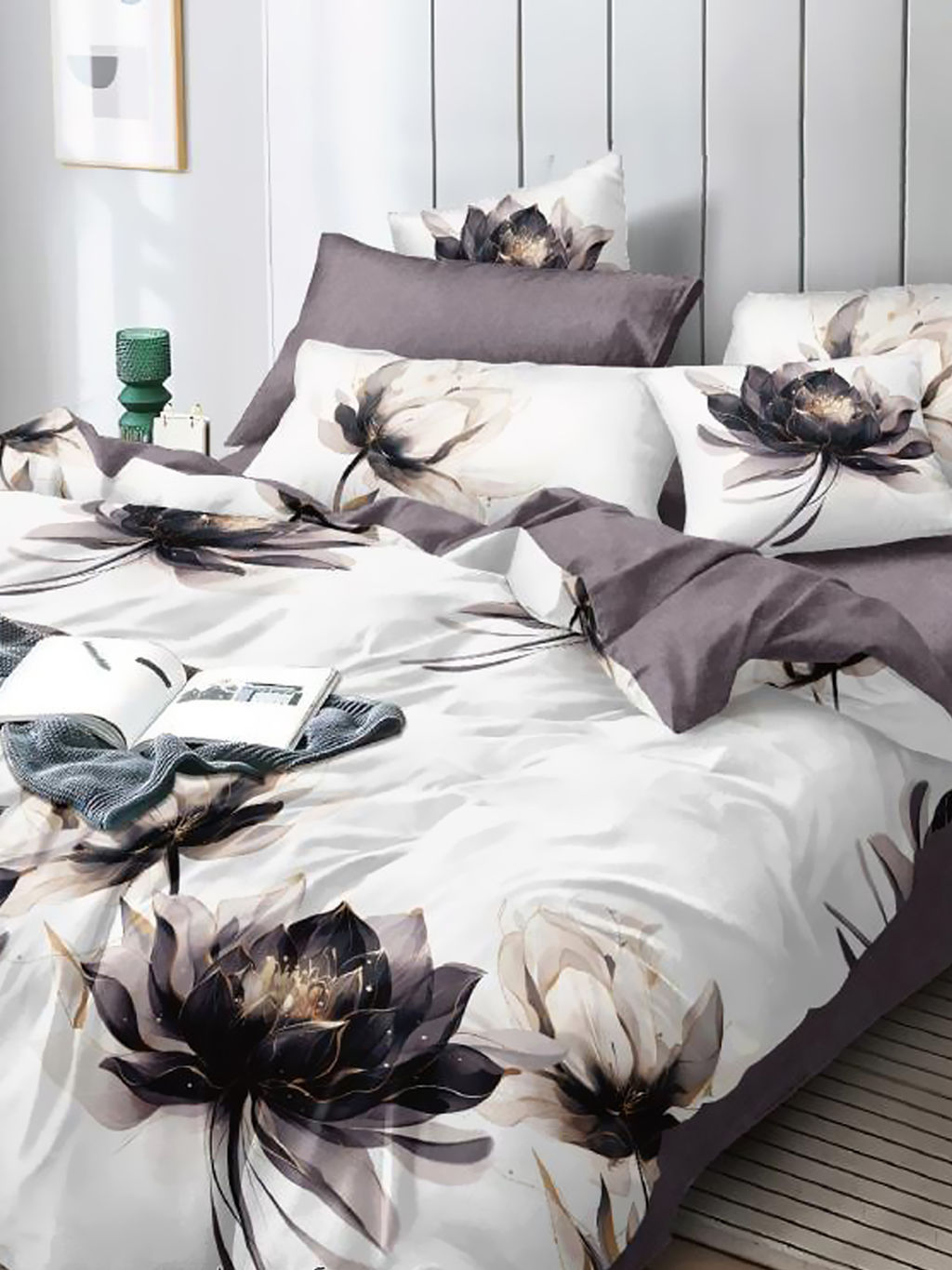 Постельное белье из поплина эксклюзив на молнии - Дарси Семейный (нав.70х70)