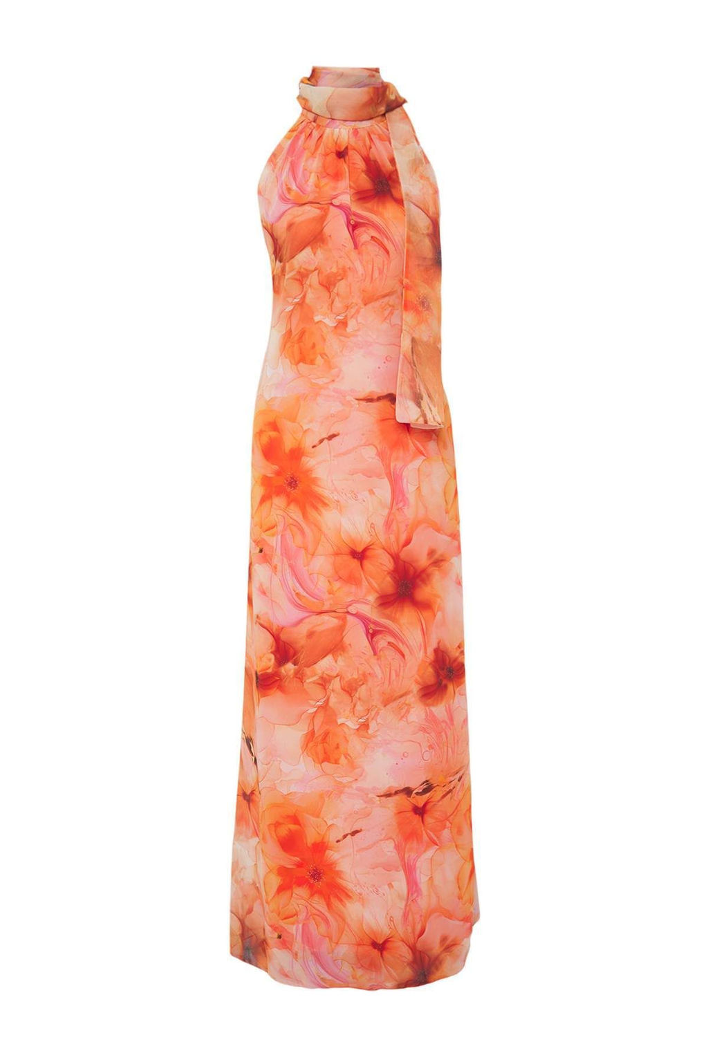 TRENDYOLMILLA Cok Renkli Soyut Desenli Astarl? Sifon Dokuma Uzun S?k Abiye Elbise TPRSS25AE00126  фото 5