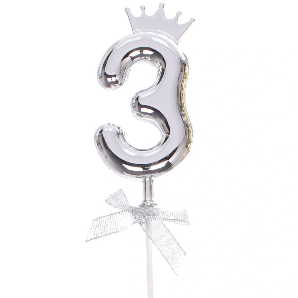 Топпер Цифра Королевский вечер "3" 22 см , микс