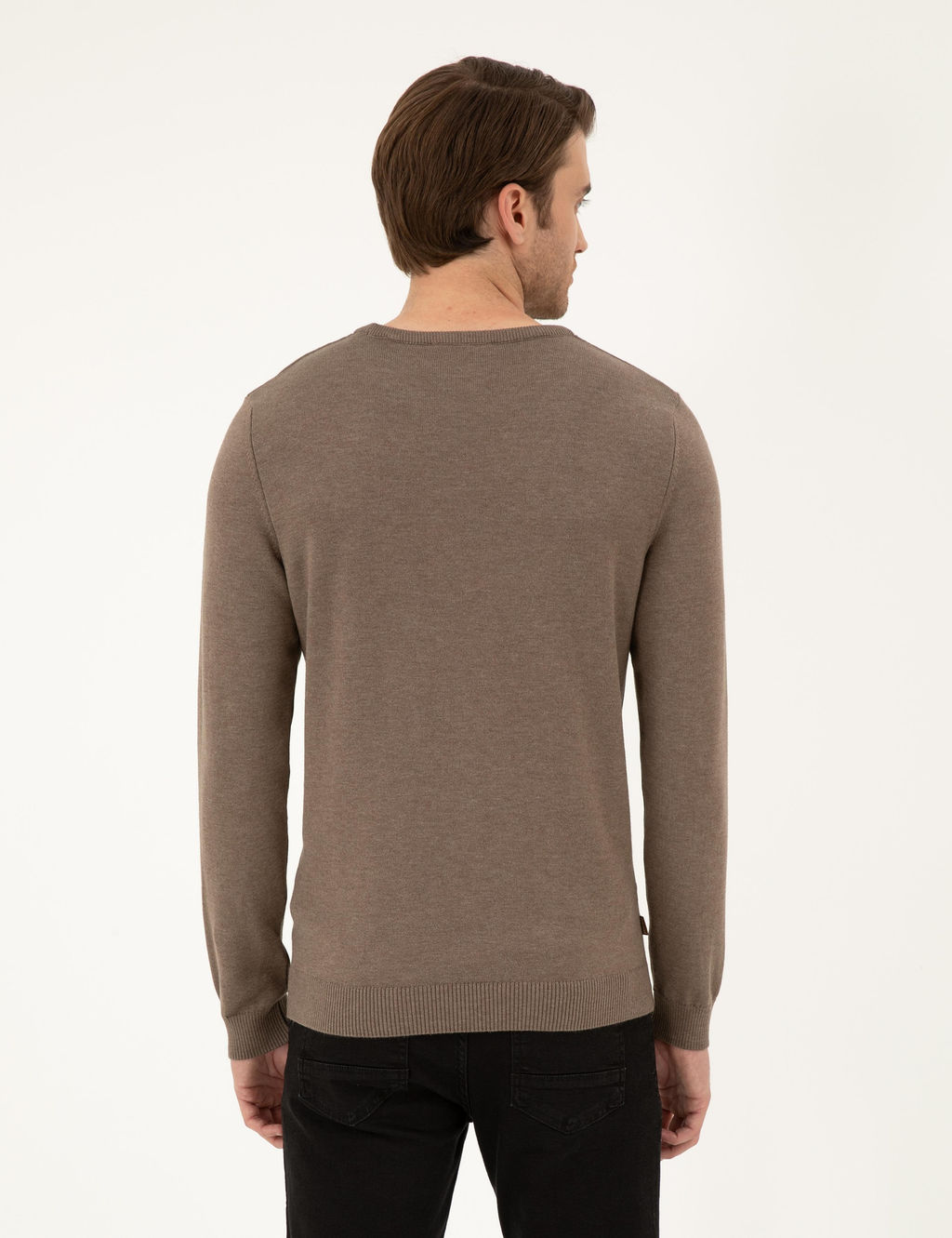 Vizon Melanj Slim Fit Bisiklet Yaka Basic Triko Kazak