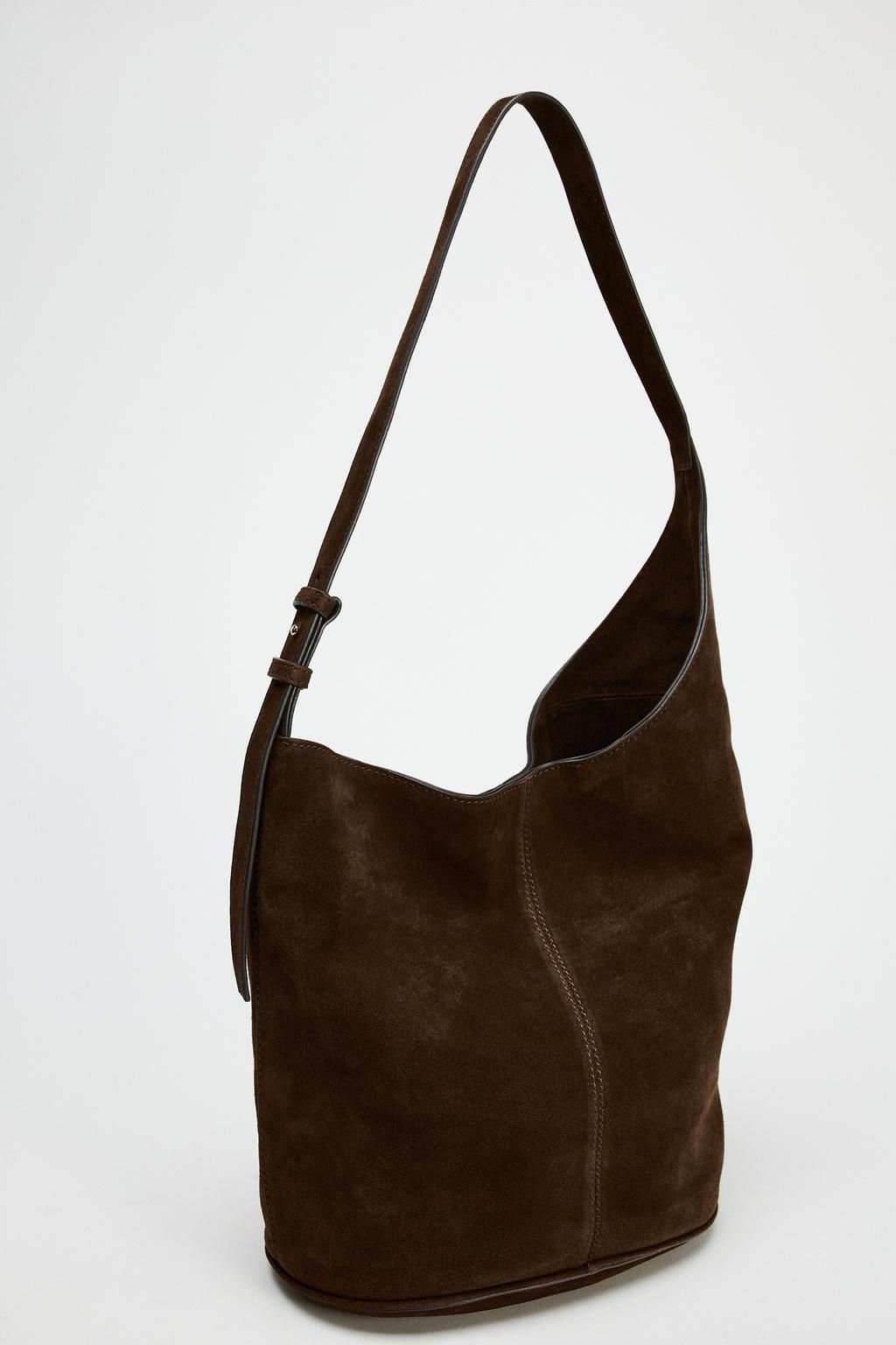 ASYMMETRIC SOFT SPLIT SUEDE BUCKET BAG - Zara фото 6