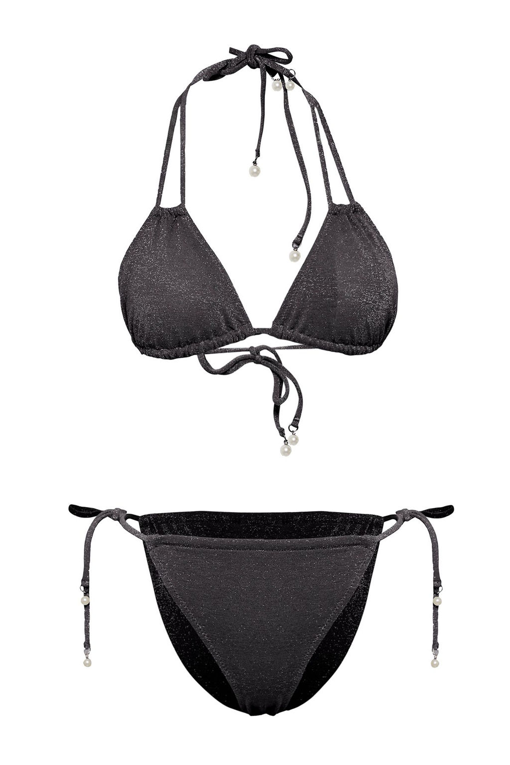 TRENDYOLMILLA Mavi Ucgen Inci Aksesuarl? Simli Regular Bikini Tak?m? TBESS25BT00018 фото 5